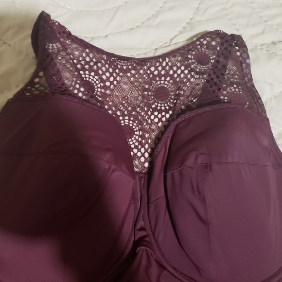 Wine colored Adore Me one piece Bathing suit - Picture 2 of 8